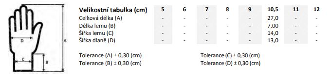 Velikost pracovních rukavic elton
