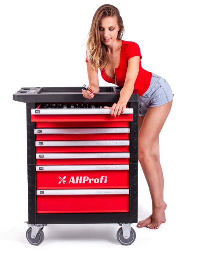 Dílenský vozík prázdný 685 x 455 x 975 mm, 7 zásuvek - H14019P