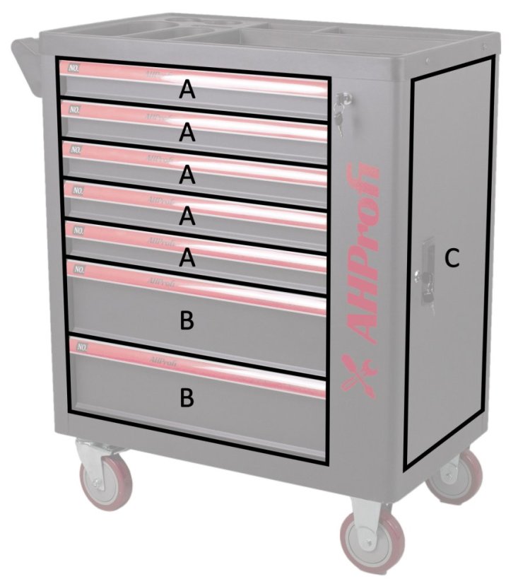 Dílenský vozík Exclusive s nářadím, 269 dílů - AH12449