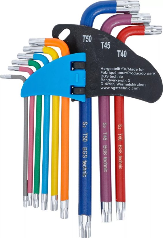 Sada Torx šroubováků, zahnuté, barevné, 9 ks - B74458