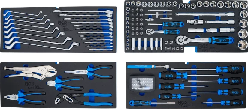 Sada nářadí v kovovém kufru BGS, 3 zásuvky, 143 ks nářadí - B3318