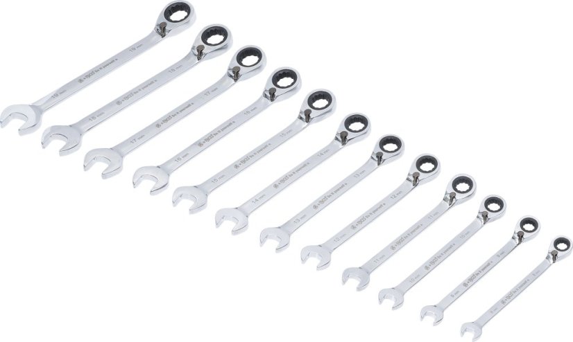 Sada očkoplochých ráčnových klíčů, 8 - 19 mm, 12 ks - BGS 30008