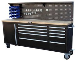 Pojízdný pracovní stůl s děrovanou deskou, 10 zásuvek - ATRUCK