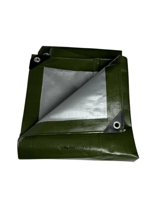 PE Krycí plachta s oky - 200g/m² UV stab - Zelená olivová