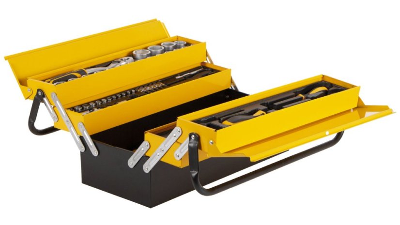 Basa s nářadím a Gola sadou, 1/2", 1/4", 85 ks - HT490285