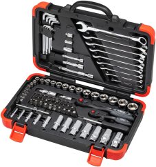 Gola sada palcová, 1/4" a 3/8", 92 ks nářadí, Vigor  - V2470N