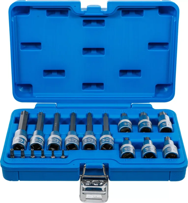 Sada nástrčných hlavic s bity Torx, 1/4", 1/2", T10H-T60H, 18 ks - B5174