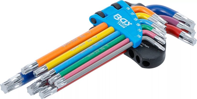 Sada Torx šroubováků, zahnuté, barevné, 9 ks - B74458