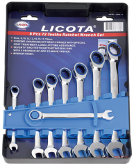 Sada očkoplochých ráčnových klíčů 8 ks