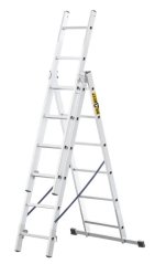 Hliníkový trojdílný žebřík, 3x6 stupňů, 2,97 m, max. zátěž 150 kg
