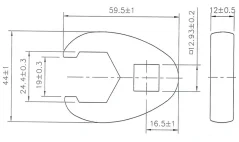 Plochý otevřený nástrčný klíč 1/2", 24 mm, BGS - B1757-24