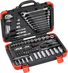 Gola sada palcová, 1/4" a 3/8", 92 ks nářadí, Vigor  - V2470N
