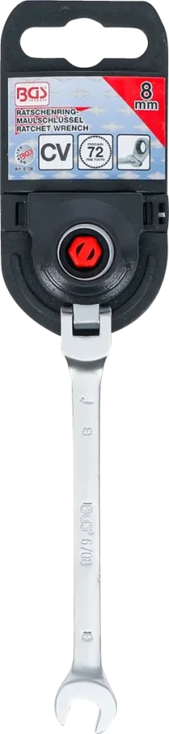 Ráčnový očkoplochý klíč 8 mm s kloubem, BGS - B6708