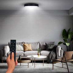 Solight LED osvětlení s dálkový ovladačem LECCE, 36W, 2300lm, 30cm, změna chromatičnosti, stmívatelné, černá