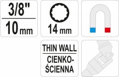 Magnetický kloubový nástrčný klíč na svíčky 3/8" 14 mm - YT-38512