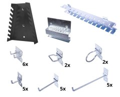 Sada háků a držáků do děrované desky, 28 ks, AHProfi - AH40768