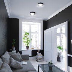 Solight LED mini panel CCT, přisazený, 12W, 900lm, 3000K, 4000K, 6000K, kulatý, černá barva