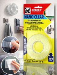 Oboustranná páska NANO Clear  Debbex 19x2x2,5 mm