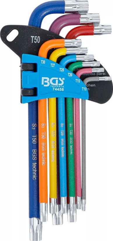 Sada Torx šroubováků, zahnuté, barevné, 9 ks - B74458