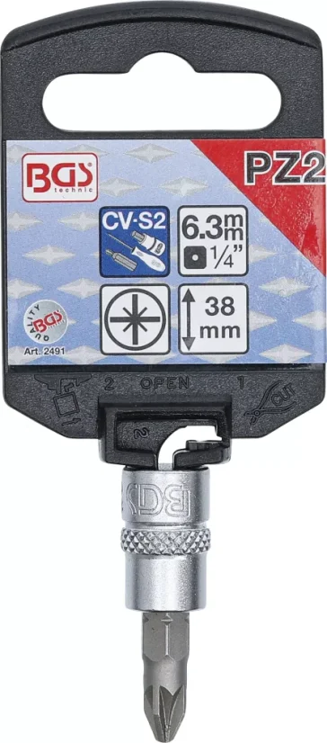 Nástrčná hlavice s bitem KŘÍŽOVÁ 1/4" PZ2, BGS - B2491