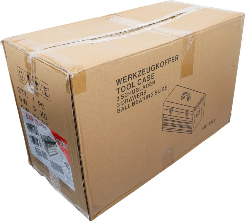 Sada nářadí v kovovém kufru BGS, 3 zásuvky, 143 ks nářadí - B3318