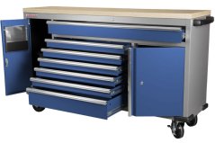 Pojízdný pracovní stůl, 7 zásuvek, modrý - MTGC1372