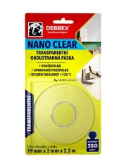 Oboustranná páska NANO Clear  Debbex 19x2x2,5 mm