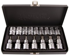 Sada nástrčných klíčů Torx, vnitřní i vnější 1/2", 16 ks - HT203502