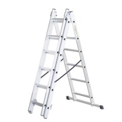 Hliníkový trojdílný žebřík, 3x6 stupňů, 2,97 m, max. zátěž 150 kg