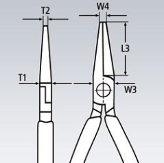Zahnuté půlkulaté kleště 200 mm Knipex pro mechaniky - 3891200