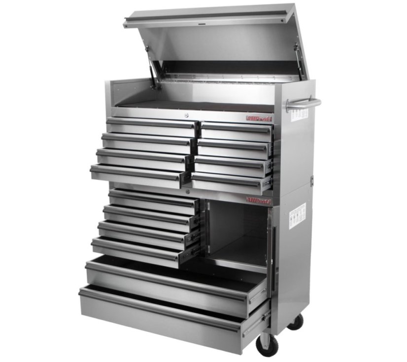 Dílenský vozík na nářadí s nástavbou, 14 zásuvek, AHProfi - AH4114