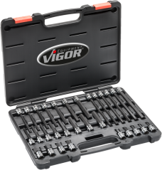 Sada nástrčných hlavic HEX 3/8" v kufru, 30 ks - V6019