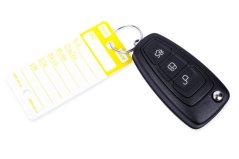 Žluté PLUS plastové visačky na klíče 250ks - 434030011