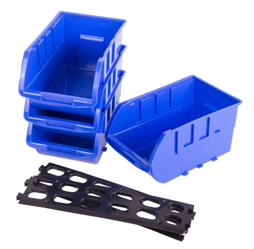 Závěsná plastová lišta se 4 plastovými boxy - MW8711