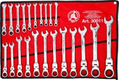 Sada ráčnových očkoplochých flexibilních klíčů, 22 ks - BGS 30011