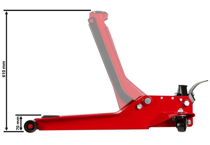 Nízkoprofilový dílenský zvedák 2t, zdvih 70 - 610 mm - TZ815009D