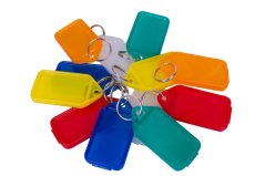 Vícebarevné CLICK plastové visačky na klíče - velké 50ks - 434090190