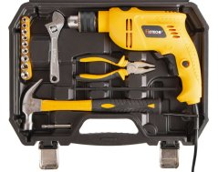 Sada nářadí v kufru s el. vrtačkou, 101 ks - HTP800212