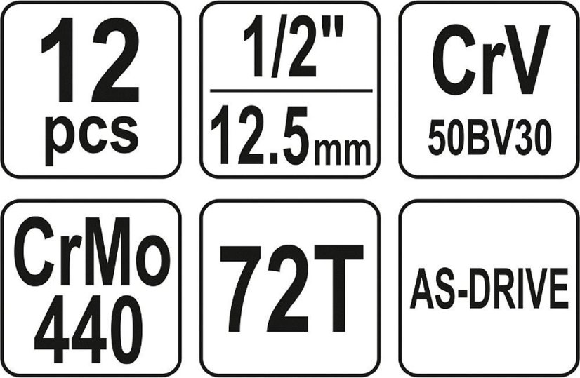 Gola sada 1/2", 12 ks - YT-38671