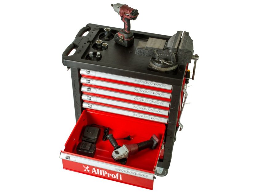 Dílenský vozík prázdný 685 x 455 x 975 mm, 7 zásuvek - H14019P