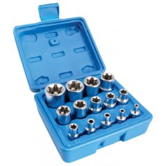 Nástrčné klíče, E-Torx, E4 - E24, 1/4", 3/8'', 1/2'', 14 ks - S-P14ES