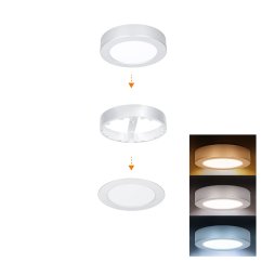 Solight LED mini panel koupelnový 2v1, 3CCT, podhledový/přisazený, 12W, 1020lm, IP54, stříbrná, kulatý