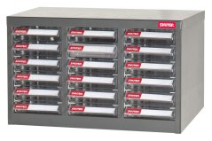 Galvanizovaný kovový organizér pro dílenský materiál a díly s 18 zásuvkami - A6-318P