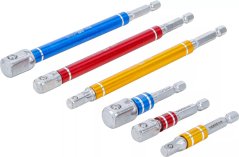 Adaptéry do vrtačky, sada 6 ks, barevné, 1/4",  3/8" a 1/2" - B74424
