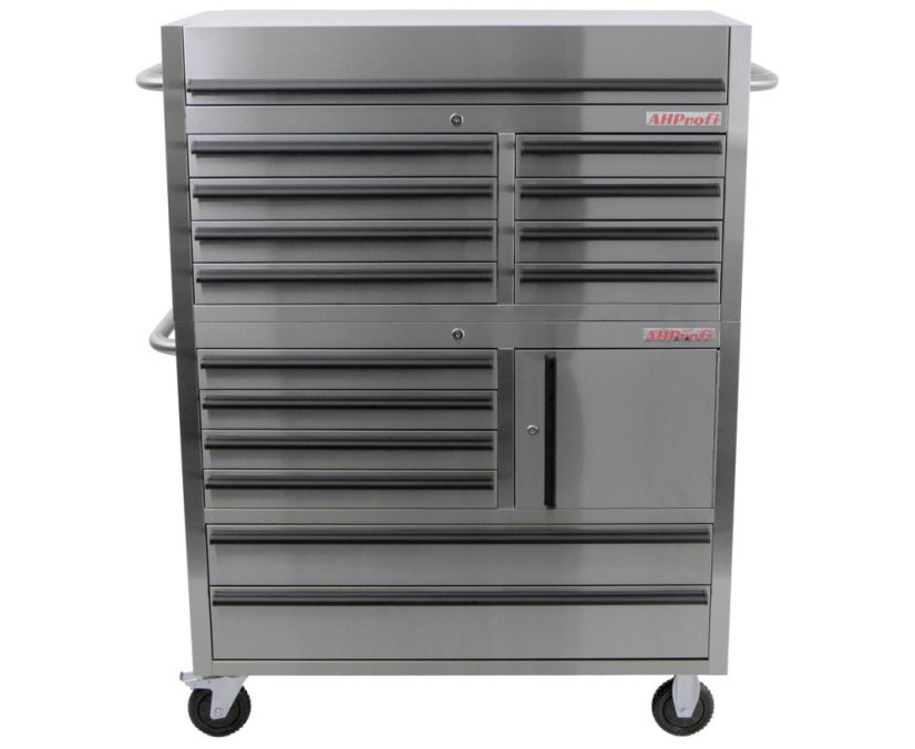 Dílenský vozík na nářadí s nástavbou, 14 zásuvek, AHProfi - AH4114