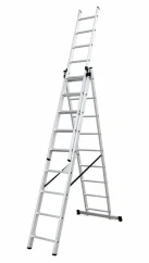 Hliníkový trojdílný žebřík 3x9 stupňů, 5,7 m, max. zátěž 150 kg - AH609A