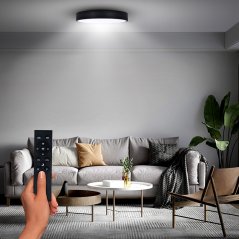 Solight LED osvětlení s dálkový ovladačem LECCE, 50W, 3100lm, 40cm, změna chromatičnosti, stmívatelné, černá