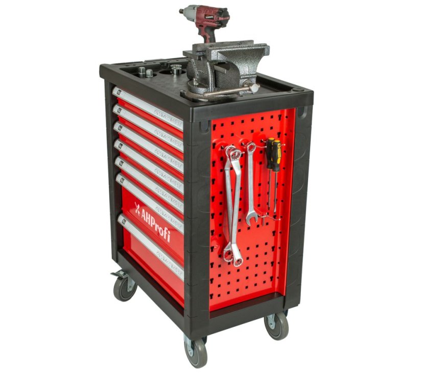 Dílenský vozík prázdný 685 x 455 x 975 mm, 7 zásuvek - H14019P