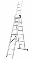 Hliníkový trojdílný žebřík 3x9 stupňů, 5,7 m, max. zátěž 150 kg - AH609A