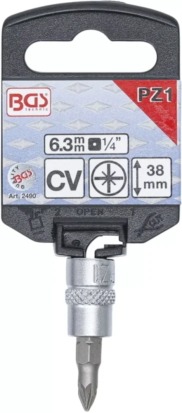 Nástrčná hlavice s bitem KŘÍŽOVÁ 1/4" PZ1, BGS - B2490